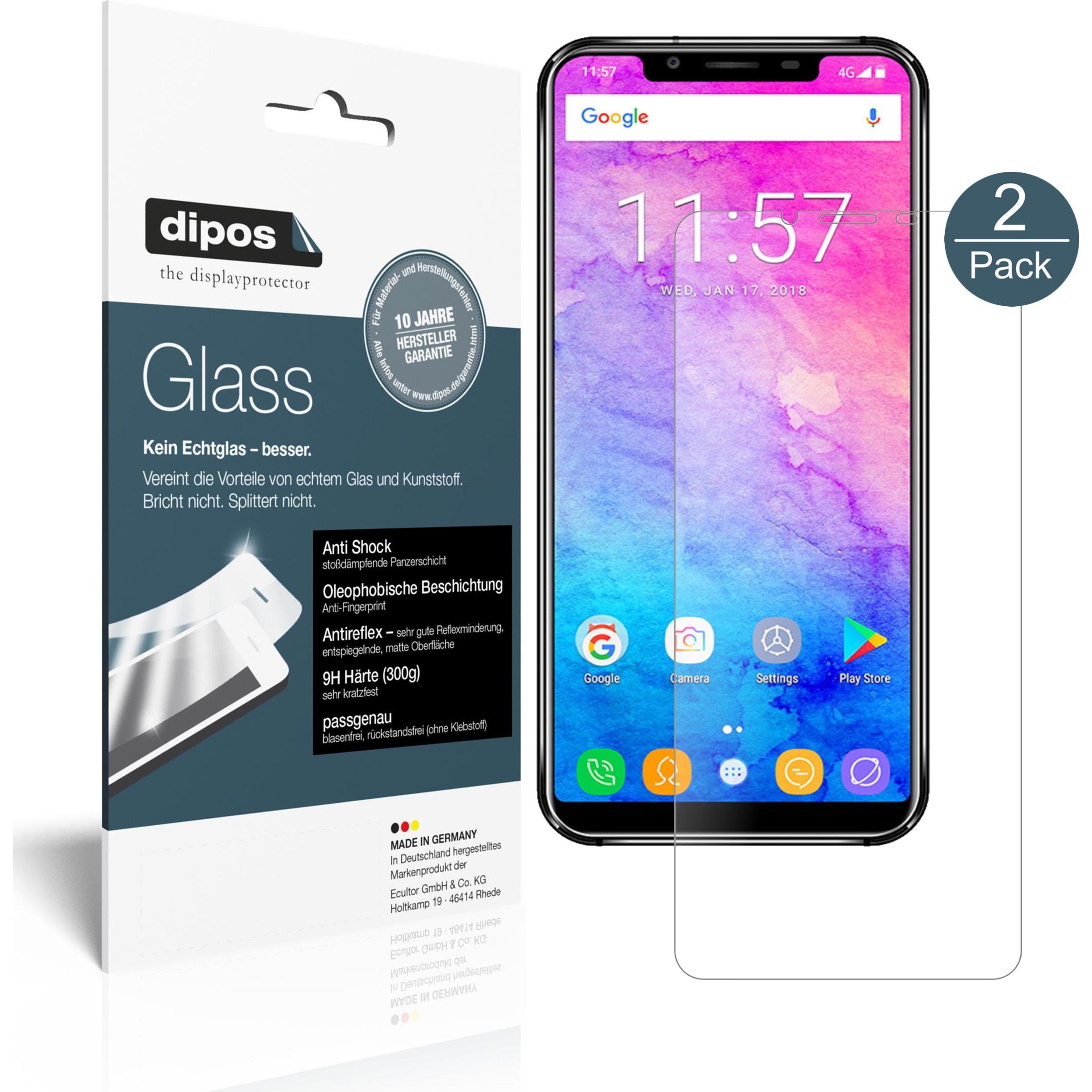 Dipos Displayschutz Anti-Shock (2 Stück, Oukitel U18), Smartphone Schutzfolie, Transparent