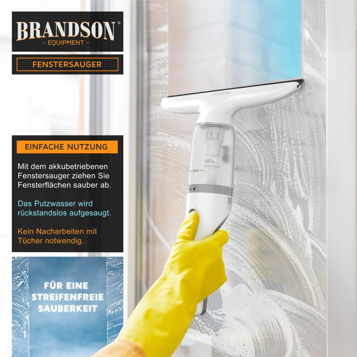 Produktbild Brandson Akku Fenstersauger, Fensterreiniger mit Sprühflasche & Wischbezug, für Duschkabine, Spiegel, 2200mAh