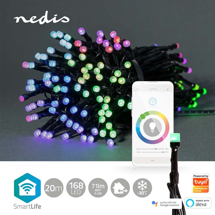 Image du produit Nedis SmartLife Décorative LED | Cordon | Wi-Fi | RGB | 168 LED"s | 20.0 m | Android™ / IOS (20 m)