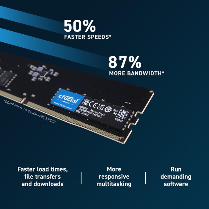 Produktbild Crucial Desktop Memory (2 x 8GB, 4800 MHz, DDR5-RAM, DIMM)