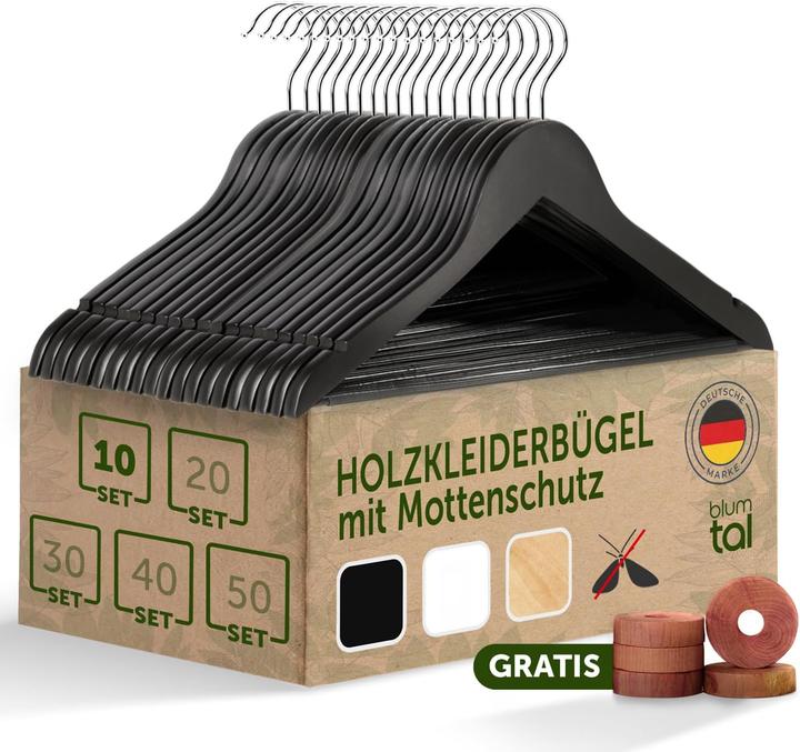 Blumtal Kleiderbügel-Set mit Zedernholz Mottenschutz (10 x)