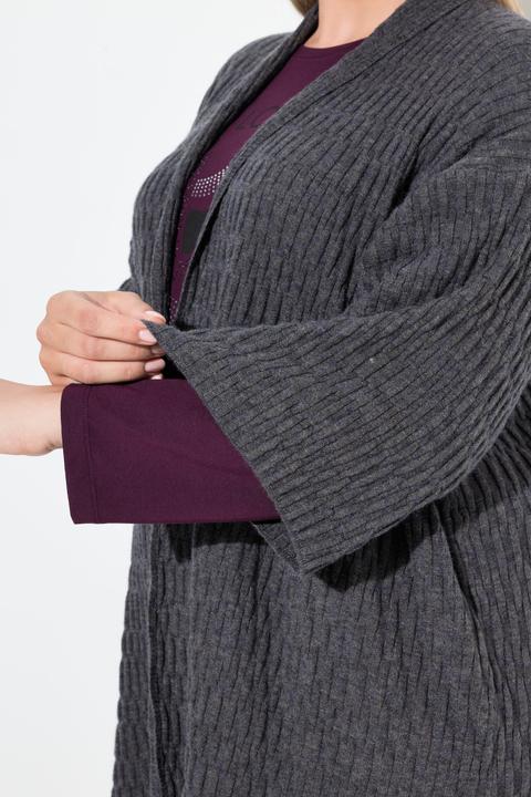 Produktbild Ulla Popken Strickjacke, Strukturstrick, Oversized, V-Ausschnitt, 3/4-Arm (46, 48)