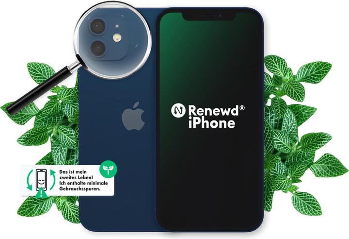 Image du produit Renewd iPhone 12 (128 Go, Bleu, 6.10", 12 Mpx, Double SIM, A / Comme neuf)