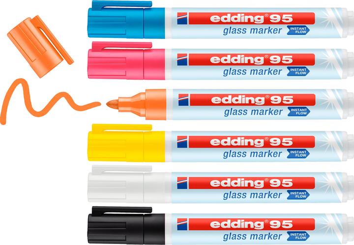 Immagine prodotto Edding Set di pennarelli per lavagne di vetro (Bianco, Blu chiaro, Pink, Giallo, 3 mm, 4 x)
