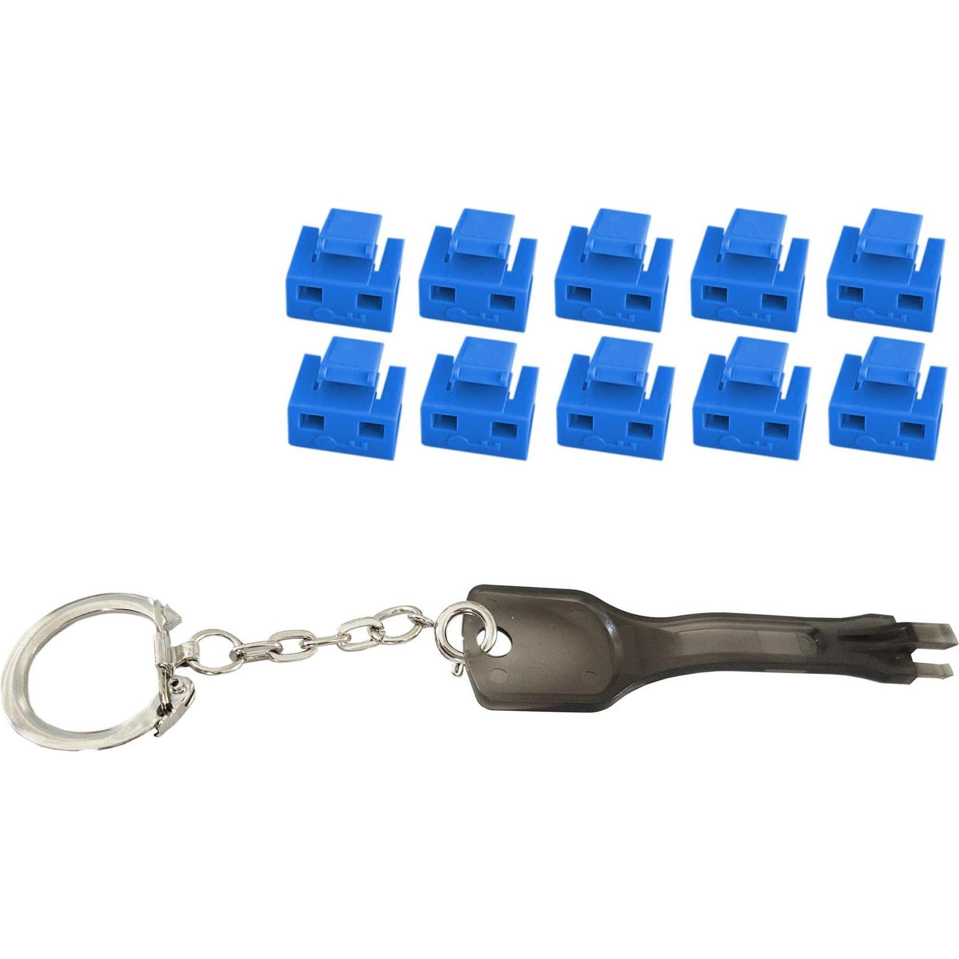 Shiverpeaks -BASIC-S--Netzwerk RJ45-Port Blocker mit Schlüssel (1x Schlüssel, 10x Schlösser), blau (Blindmodul), Netzwer...