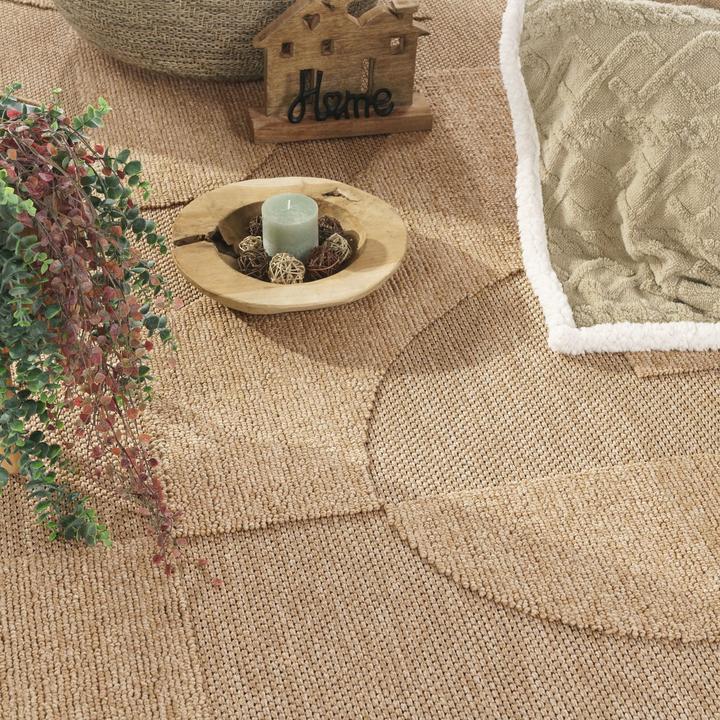 Produktbild TT Home In-& Outdoor Teppich Wetterfest Balkon Küche Boho Hoch-Tief-Effekt Geometrisch (160 x 120 cm)