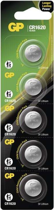 Actual product image GP Batteries LITHIUM BUTTON CELL CR1620 (5 pcs., CR1620, 75 mAh)