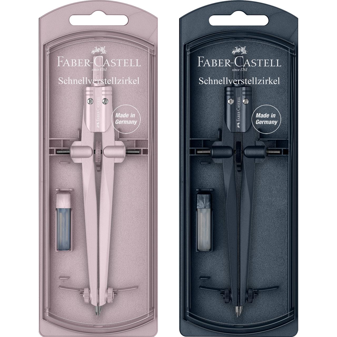 Faber-Castell Schnellverstellzirkel Stream, deep blue, shiny rose sortiert, Zirkel, Blau, Rosa