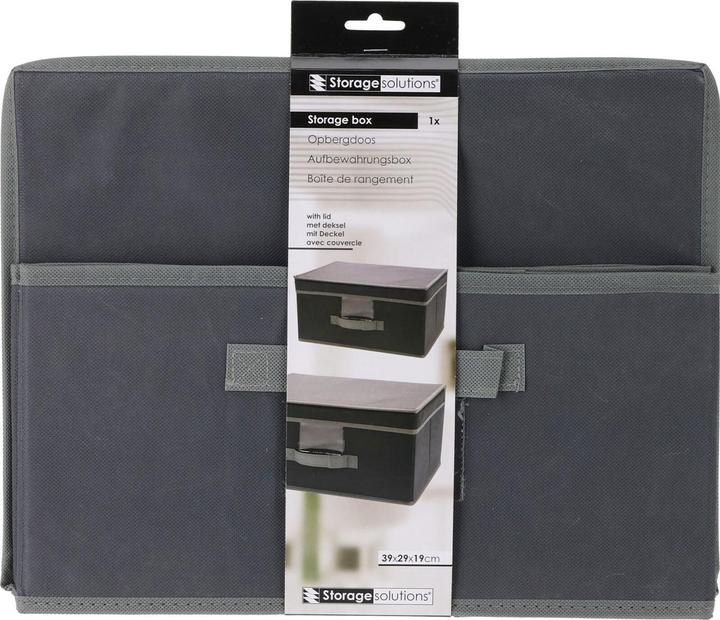 Actual product image Storage Solutions 2er-Set Aufbewahrungsbox mit Deckel & Henkel, faltbar in 2 Grössen, schwarz