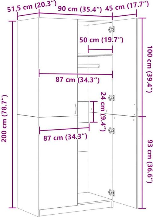 Immagine prodotto vidaXL Aylmar (90 x 52 x 200 cm)