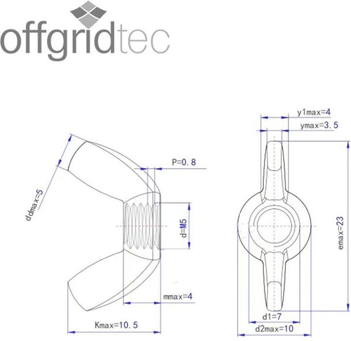 Produktbild Offgridtec Flügelmuttern M5 Edelstahl A2 V2A 304 DIN315 15 Stk. (M10, M16, M6, M4, M12, M8, M3, M5)