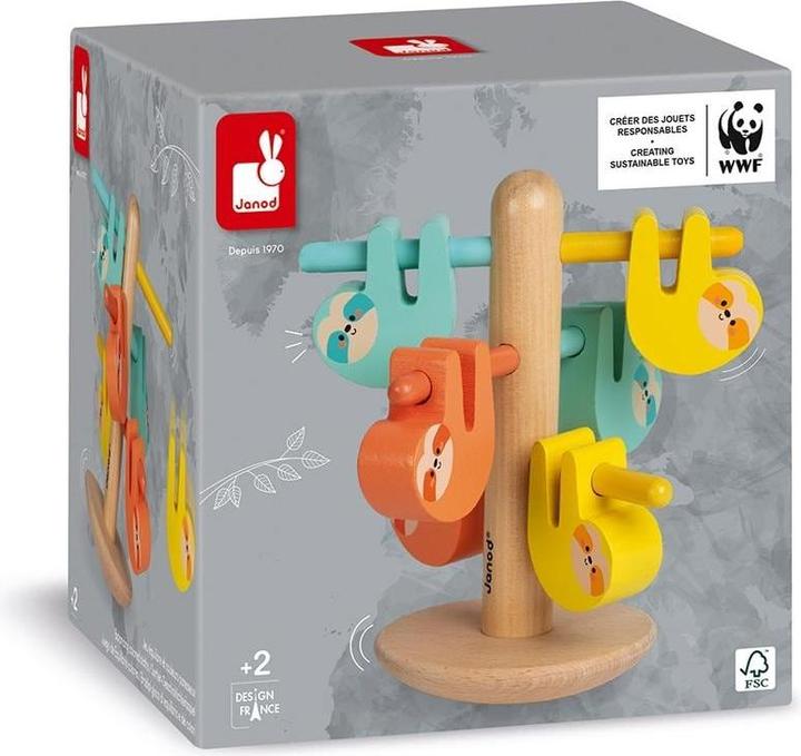 Actual product image Janod Stacking toy balance and color game sloth wood