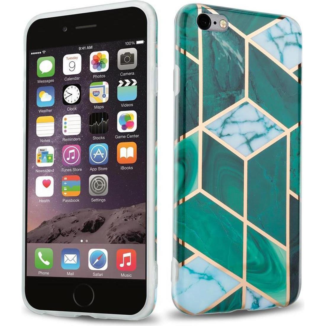 Cadorabo IMD TPU Bunter Marmor Hülle (Apple iPhone 6 Plus), Smartphone Hülle, Grün