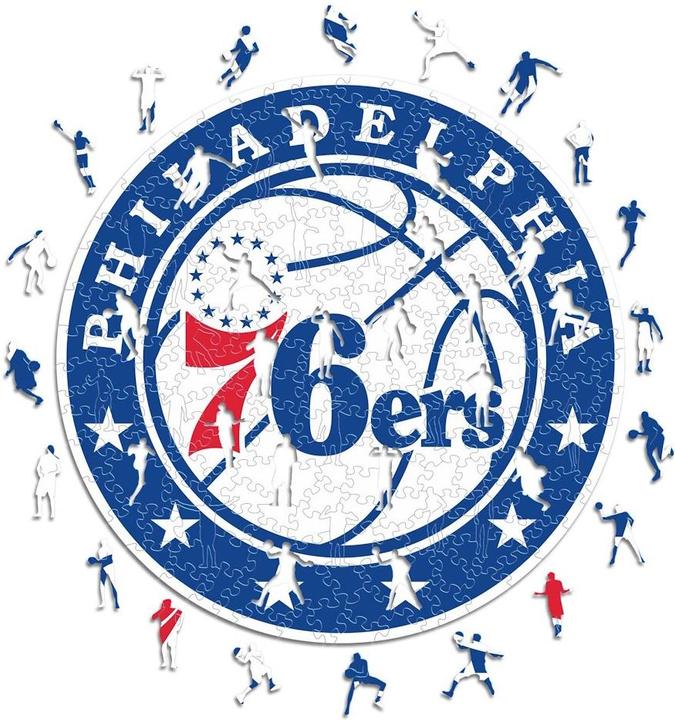 Iconic NBA Philadelphia 76ers Logo Puzzle en bois Taille L