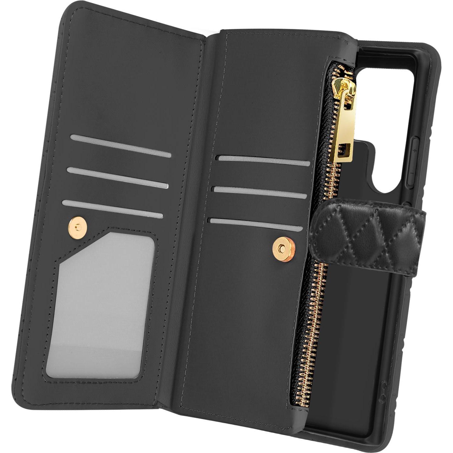 Thumbnail - Avizar Quilted Charm Wallet Cover Series (Samsung Galaxy S24 Ultra), Smartphone Hülle, Schwarz