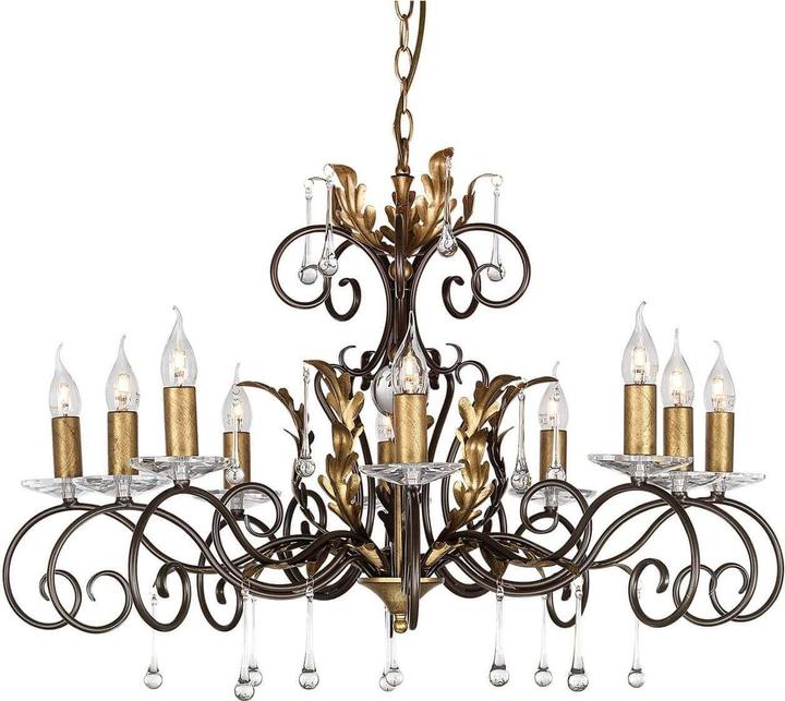 Elstead Lighting Amarilli chandelier E14 10-light bronze-gold colour, Made in UK (90 cm)