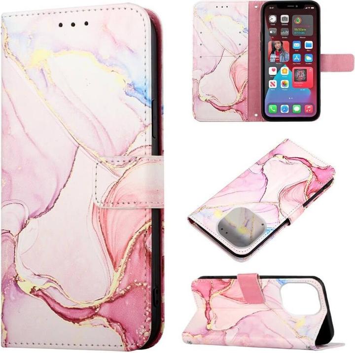 Produktbild Cover-Discount iPhone 14 Pro Max - Leder Hülle pink Marble (Apple iPhone 14 Pro Max)