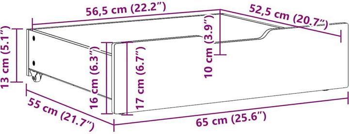 Image du produit vidaXL Bettschublade (65 x 55 x 16 cm)