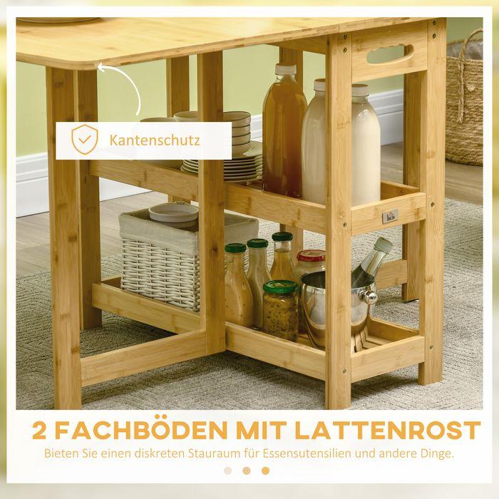 Actual product image Swisshandel24 Dining table Folding dining room table Kitchen table with storage compartments and adjustable legs (91.50 x 80 x 73.50 cm)