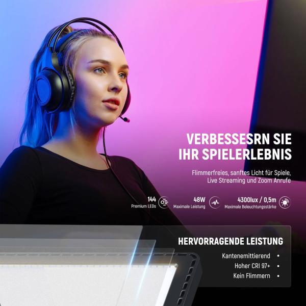 Actual product image Neewer Streaming-Leuchte GL1C mit Tischhalterung und Tuch (Video light)