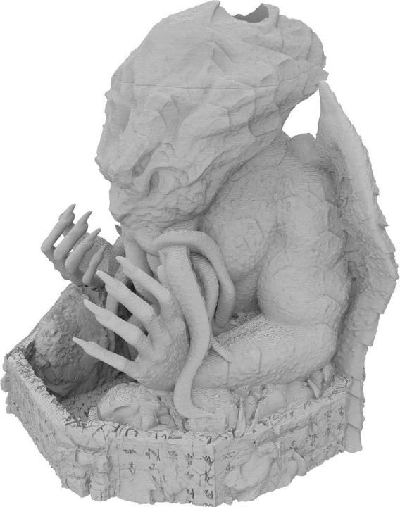 Produktbild Feldherr Cthulhu Würfelturm grau 3D-gedruckt – Tabletop, DnD, Rollenspiel (Kunststoff)