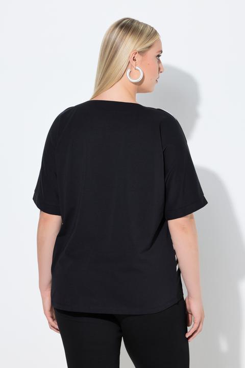 Actual product image Ulla Popken Striped Mixed Material Tee (60)