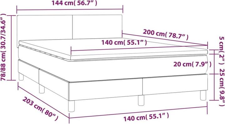 Produktbild vidaXL Boxspringbett (140 x 200 cm)
