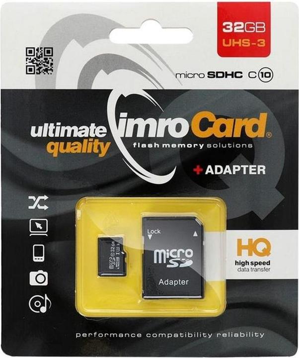 Actual product image IMRO MicroSD10 / 32G UHS-3 ADP Memory Card Set (32 GB, Class U3, Adapter, Memory Card) (32 GB, microSDHC, U3, UHS-III)