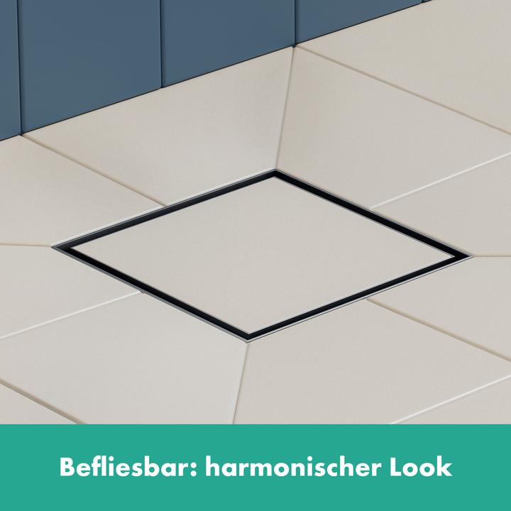 Produktbild hansgrohe HG Punktablauf RainDrain Brilliance Komplettset 100x100mm mattschwarz (100 mm)