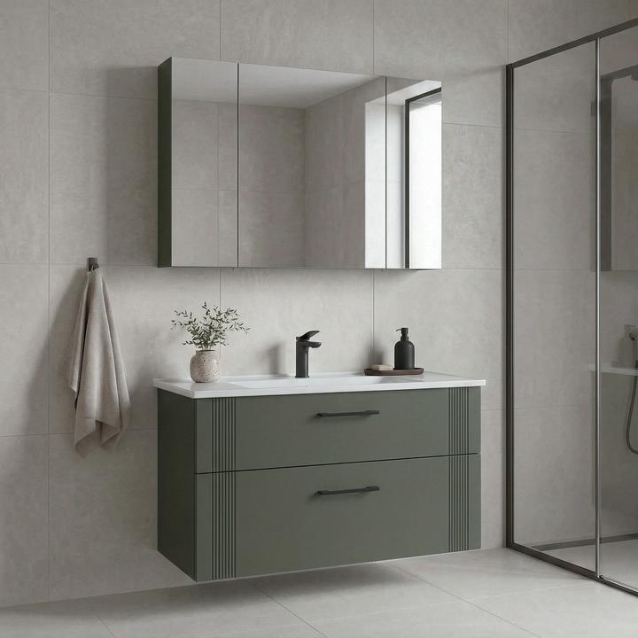 Produktbild Homitis Bari 100 v2 Bathroom Cabinet With Sink & Mirror Set (2 Pieces)