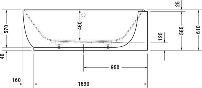 Immagine prodotto Duravit Vasca da bagno LUV 1850x950mm angolare con 2 sponde posteriori bianca (252 l, 185 cm, 95 cm)