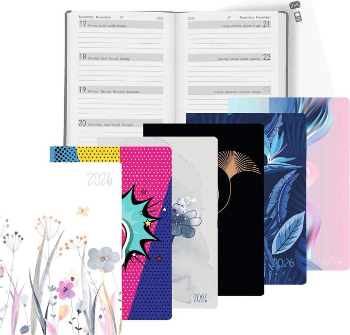 Immagine prodotto Biella Agenda tascabile Memento Trend (10,1 x 14,2 cm, 1 settimana / 2 pagine)