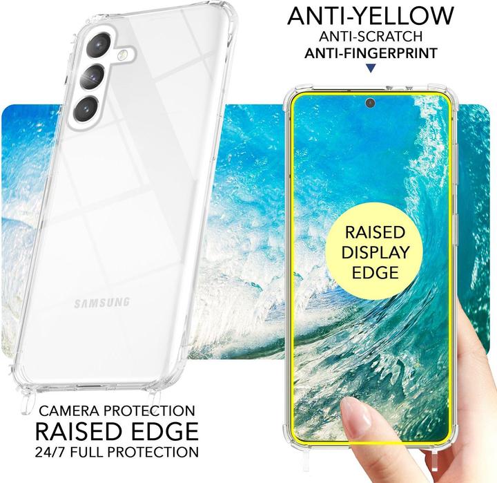 Actual product image Nalia Clear hybrid case with chain to hang around the neck