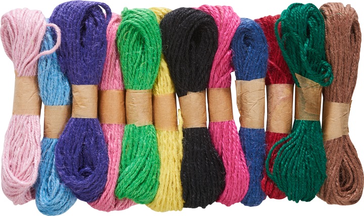 Produktbild VBS Hanfschnur, Bunt sortiert, 12 Strängchen à 10 m