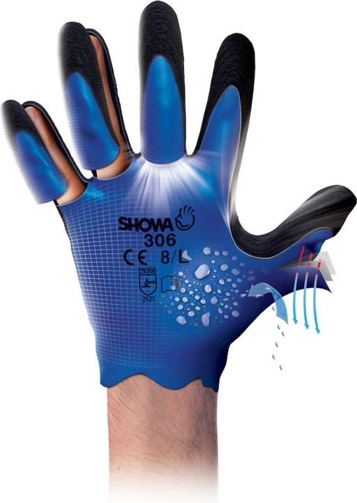 Produktbild Showa 306, latex grip glove, 8 (8, L)