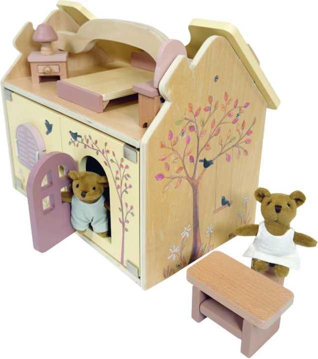 Egmont Puppenbärenhaus aus Holz mit 2 Plüschbären