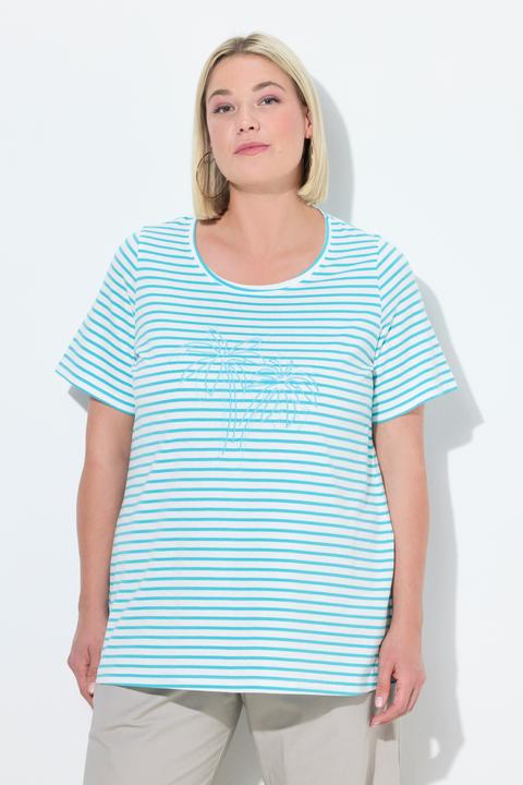 Produktbild Ulla Popken T-Shirt, Ringel, Palmenstickerei, Rundhals, Halbarm (50, 52)