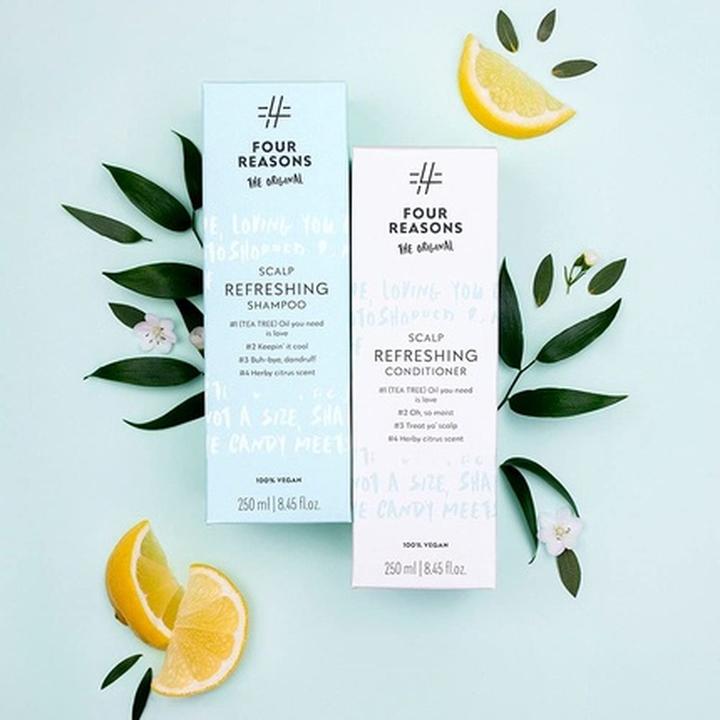 Actual product image Four Reasons Original Scalp Refreshing Tea Tree Oil Shampoo Anti-Itch for Flaky Oily Scalp and Dandr (100 ml, Liquid shampoo)