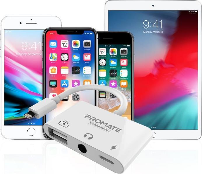 Actual product image ProMate MediaBridge-i 3 in 1 Media Hub (N connection, USB 3.0, 3.5mm socket, USB Type C)