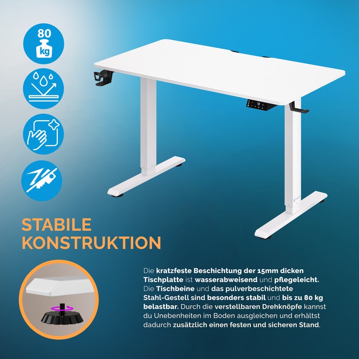 Actual product image Casaria Desk with adjustable height (110 x 60 x 118 cm)
