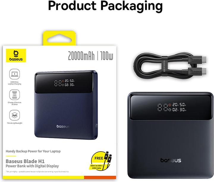 Actual product image Baseus Powerbank Blade H1 20000mAh 100W (czarny) (20000 mAh, 100 W, 74 Wh)