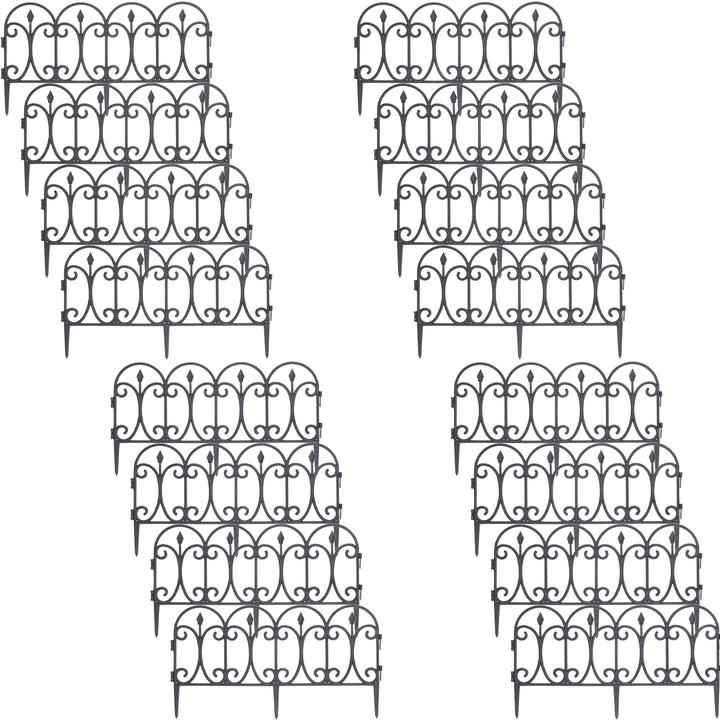 ProGarden 16er-Set Beetzaun, schwarz, je 60 x 30 cm