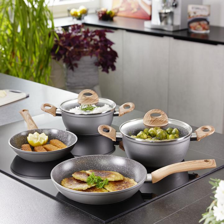 Actual product image Stoneline Back to Nature cookware set, 14 pcs., ceramic coating, with glass lids (Pan set + pot set, Ceramic)