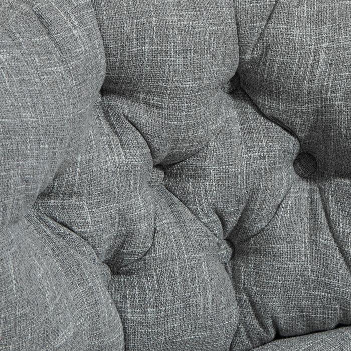 Actual product image Swisshandel24 Bürostuhl, Gepostert Schreibtischstuhl mit Wippfunktion, Leinenoptik, Grau (49 - 59 cm)