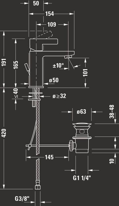 Produktbild Duravit EH-WT-MI D-NEO M mit Zugstangen-Ablaufgarnitur chrom