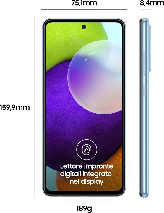 Produktbild Samsung Galaxy A52 EU (128 GB, Blue, 6.40", Dual SIM, 64 Mpx, 4G)
