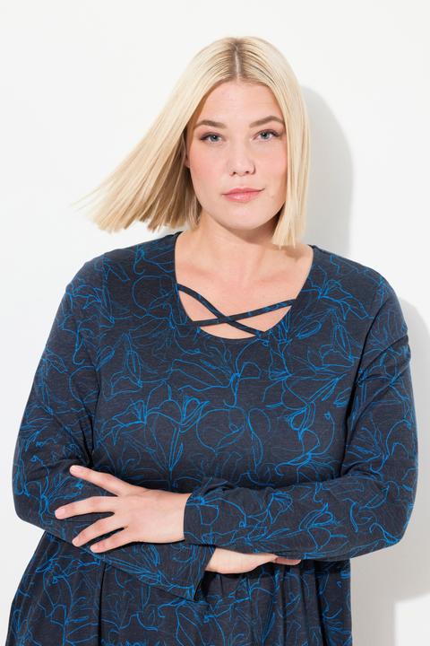 Actual product image Ulla Popken Leaf Print Long Sleeve Jersey Dress (42, 44)