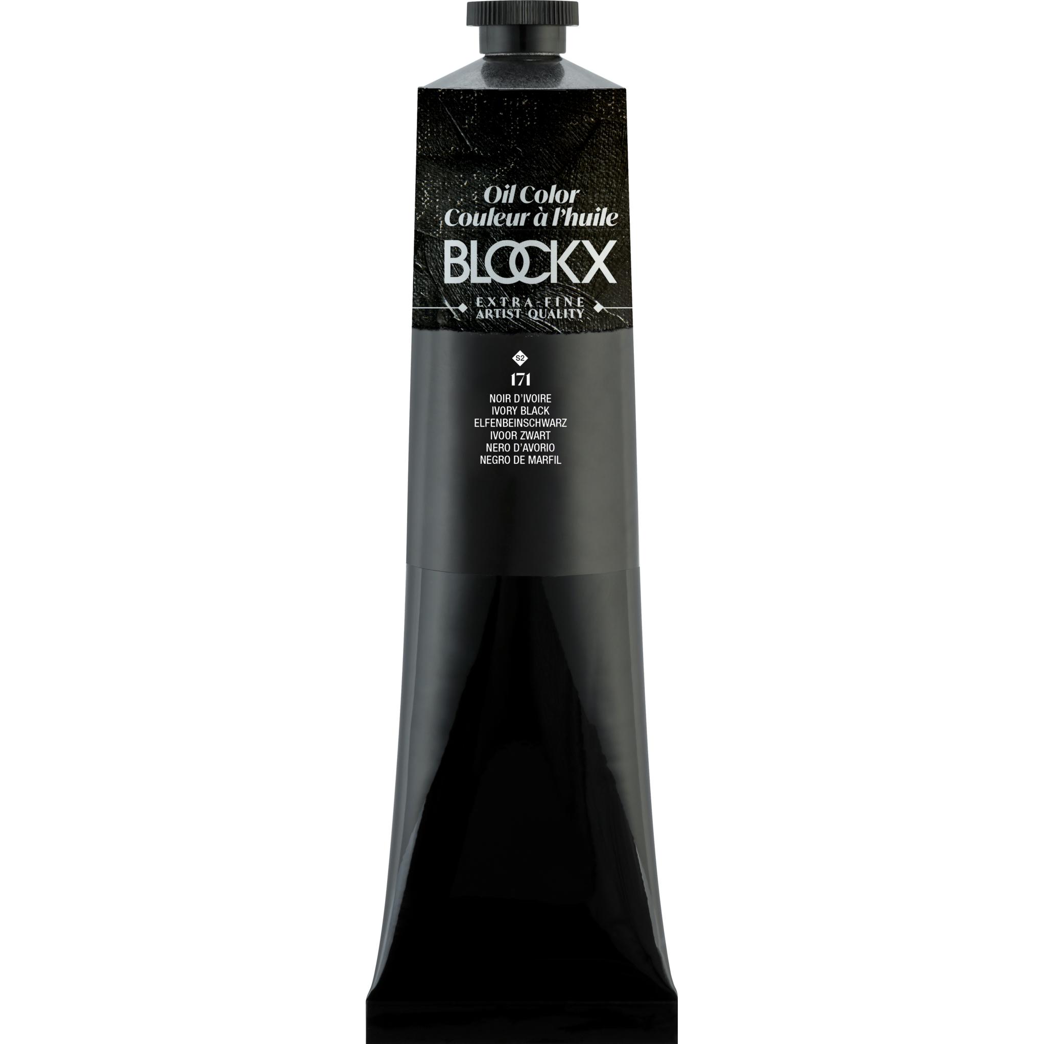 BlockX, Künstlerfarbe + Bastelfarbe, Extrafeine Ölfarbe (Elfenbeinschwarz, 200 ml)