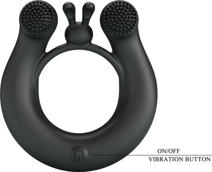 Actual product image Pretty Love - Dahlia Vibrationsring + Klitorisstimulator 12 Vibrationen Schwarz