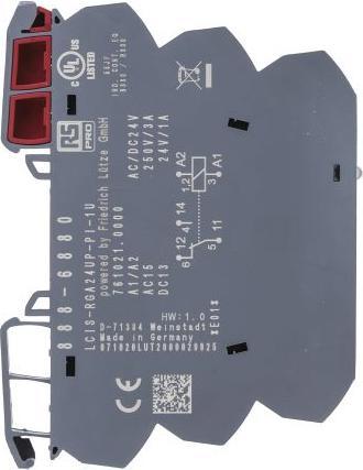 Produktbild RS PRO Push 6.2mm Rly 24VAC/DC 1 C/O 6A 250VAC